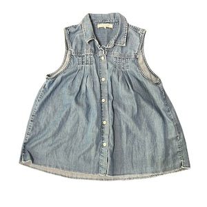 Frame Denim Springfield Pintuck Denim Top Size S